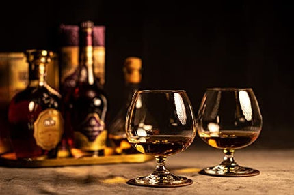 Large 21 oz Crystal Brandy and Cognac Sniffer Glasses | Set of 4 Short Stem Giant Snifter Bowls | Drinking and Tasting Glassware for Bourbon, Scotch, Tequila, Armagnac, Rum, Liquor, Beer