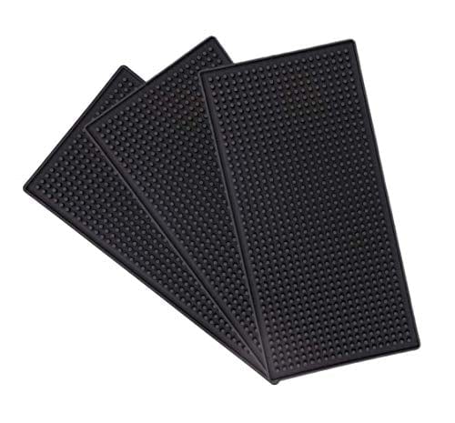 Gliard Smilesun 3 PCS 12" x 6" Black Bar Mat Rubber Bar Service Spill Mat