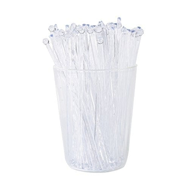 Gmark 6 Inch Plastic Round Top Swizzle Sticks 100 ct Clear, Ball Head Stirrer 100 Pack GM1003D