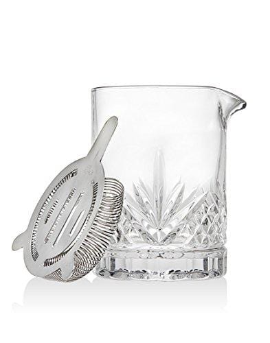 Dublin Collection Crystal Mixing Glass Pitcher Cocktail Shaker with Stainless Steel Julep Strainer