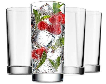 Godinger Highball Glasses, Italian Made Glass Tall Beverage Cups - 14oz, Set of 4