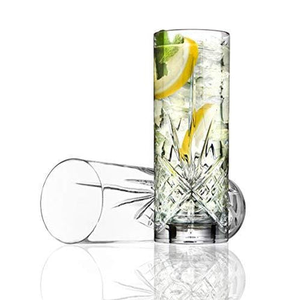 Godinger Tall Beverage Glasses Collins All Purpose - Dublin Collection, SET OF 4