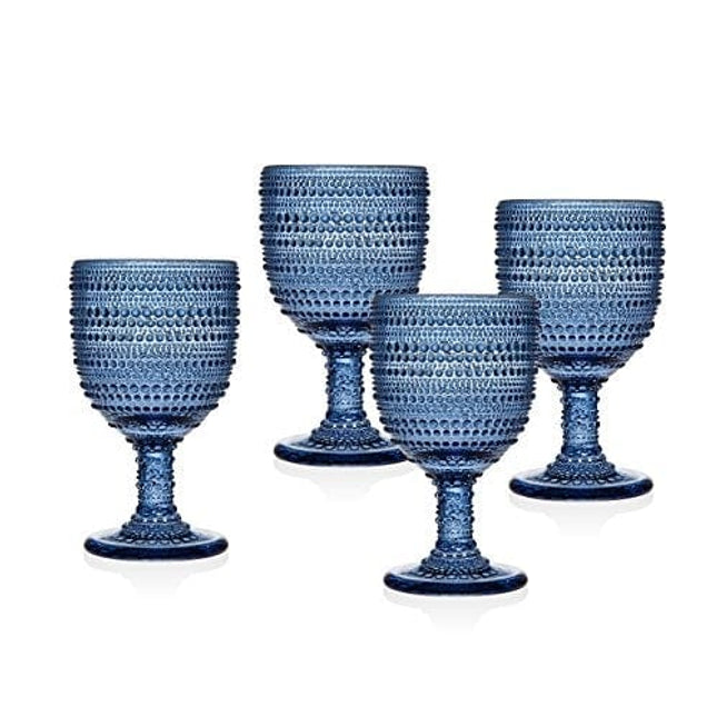 Godinger Wine Glasses Goblets, Beverage Glass Cups - Lumina Blue, Set of 4