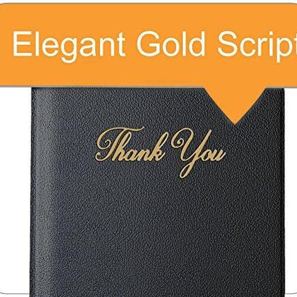 Restaurant Check Presenters - Guest Check Card Holder with Gold Thank You Imprint - 5.5" x 10" (Black 10 Pack)