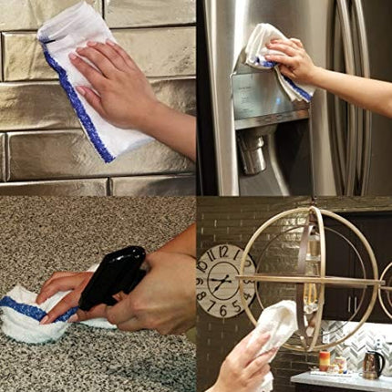 GOLD TEXTILES 12 PC New Cotton Blend White Restaurant Bar Mops Kitchen Towels 28oz (1 Dozen) (12, Blue Stripe)