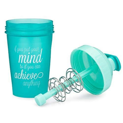 Motivational Quotes on Performa Perfect Shaker Bottle, 20oz Classic Protein Shaker Bottle, Advanced Actionrod Mixing Technology, Dishwasher Safe, Leak Proof (Achieve - Teal/Mint - 20oz)