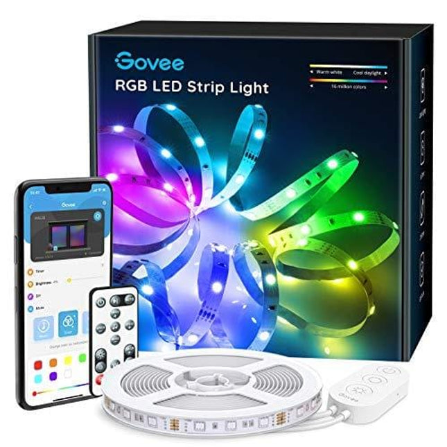 Govee 16.4ft Color Changing LED Strip Lights, Bluetooth LED Lights with App Control, Remote, Control Box, 64 Scenes and Music Sync Lights for Bedroom, Room, Kitchen, Party