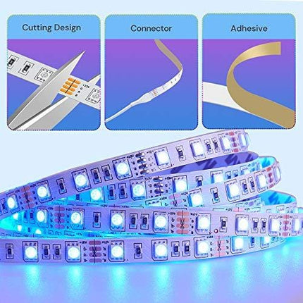 Govee 16.4ft Color Changing LED Strip Lights, Bluetooth LED Lights with App Control, Remote, Control Box, 64 Scenes and Music Sync Lights for Bedroom, Room, Kitchen, Party