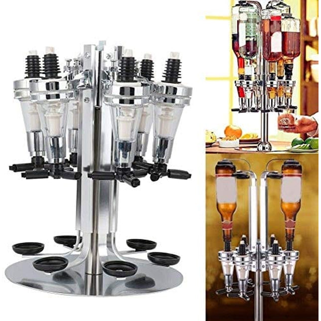 6 Bottle Rotated Mounted Home Bar Butler Liquor Dispenser Round Mount - Professional Alcohol Bar Dispenser Station for Liquor and Other Drinks - Bottle Holder for Alcohol Station Dispenser
