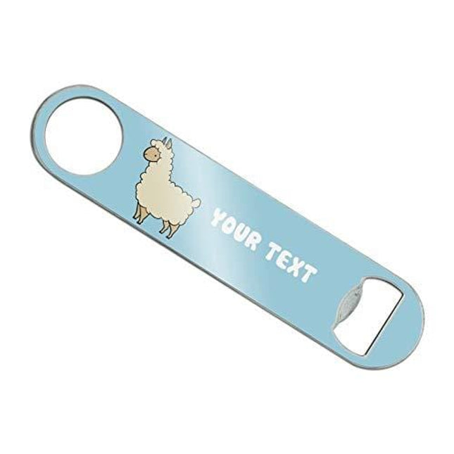 Personalized Custom 1 Line Llama Stainless Steel Vinyl Covered Flat Bartender Speed Bar Bottle Opener