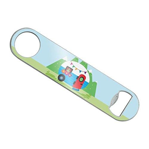 Vintage Retro Camper RV Camping Travel Trailer Stainless Steel Vinyl Covered Flat Bartender Speed Bar Bottle Opener