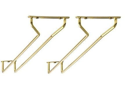 Great Credentials Set of 2-10-Inch Long, Wine Glass Rack, Wire Hanging Rack, Wine Glass Hanging Rack, Wire Wine Glass Hanger Rack, Stemware Rack, Under Cabinet, Brass Finish