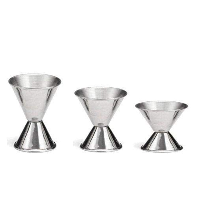 Great Credentials Double Jigger, Stainless Steel, Cocktail Measuring Liquor Jiggers with markings Set of 3