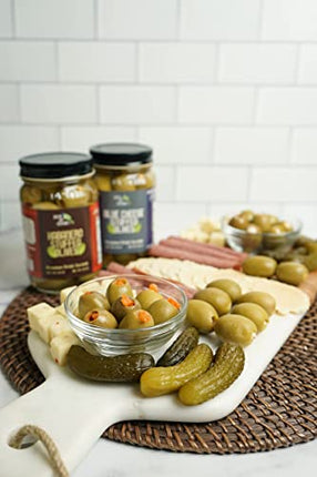 Green Jay Gourmet Blue Cheese Stuffed Olives – Cheese Stuffed Green Olives for Cocktail Garnish & Cheese Board – Dirty Martini Olives – Gourmet Olives – All Natural – Large – 16 Ounces