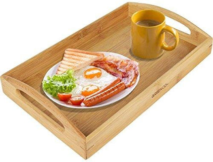Greenco Rectangle Bamboo Butler Serving Tray With Handles