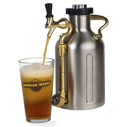 GrowlerWerks uKeg Carbonated Growler-Great Gift for Beer Lovers, 64 oz, Stainless Steel