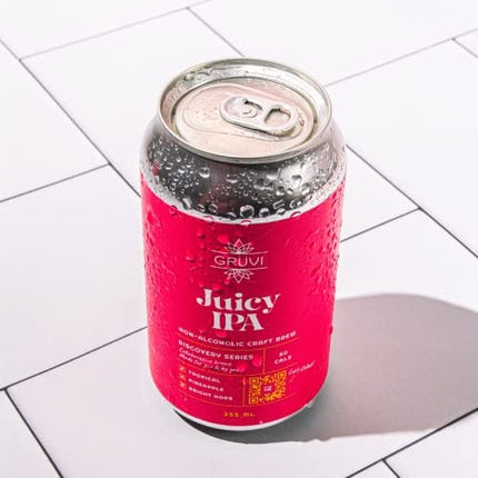 Gruvi Juicy IPA Non-Alcoholic Beer, 60 Calories, 12-Pack, 0% ABV, Zero Alcohol, NA Beer