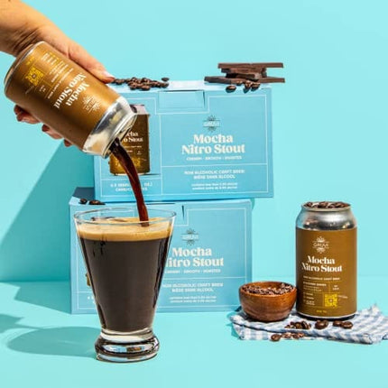 Gruvi Mocha Nitro Stout Non-Alcoholic Beer, 80 Calories, 12-Pack, NA Beer