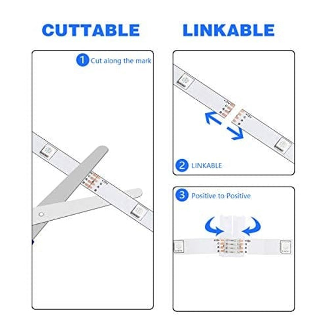 50 Feet Led Strip Lights , GUSODOR Smart Led Lights for Bedroom Music Sync Rope Lights Flexible DIY Led Light Strips Color Changing with 40 Key Remote App Control Tape Led Light for Party Home