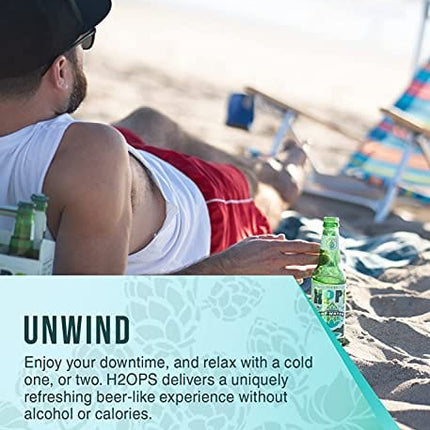 H2OPS Sparkling Hop Water - Original, 0 Alcohol, 0 Calorie, (4, 12 oz Glass Bottles) Craft Brewed, Premium Hops, Lightly Carbonated, Gluten Free, Unsweetened, NA Beer