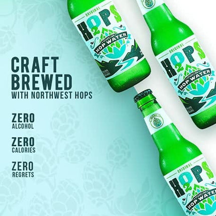 H2OPS Sparkling Hop Water - Variety Pack, 0 Alcohol, 0 Calorie, (12 Pack Glass Bottles) Craft Brewed, Premium Hops, Lightly Carbonated, Gluten Free, Unsweetened, NA Beer
