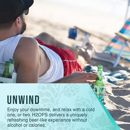 H2OPS Sparkling Hop Water - Variety Pack, 0 Alcohol, 0 Calorie, (12 Pack Glass Bottles) Craft Brewed, Premium Hops, Lightly Carbonated, Gluten Free, Unsweetened, NA Beer