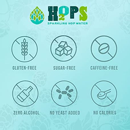H2OPS Sparkling Hop Water - Variety Pack, 0 Alcohol, 0 Calorie, (12 Pack Glass Bottles) Craft Brewed, Premium Hops, Lightly Carbonated, Gluten Free, Unsweetened, NA Beer