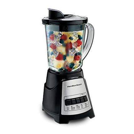 Hamilton Beach Power Elite Blender with 12 Functions for Puree, Ice Crush, Shakes and Smoothies and 40oz BPA Free Glass Jar, Black and Stainless Steel (58148A)