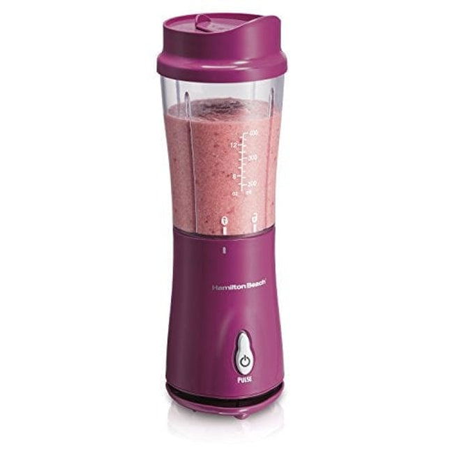 Hamilton Beach Personal Blender for Shakes and Smoothies with BPA-Free Portable 14oz Travel Jars, 14 oz, Raspberry