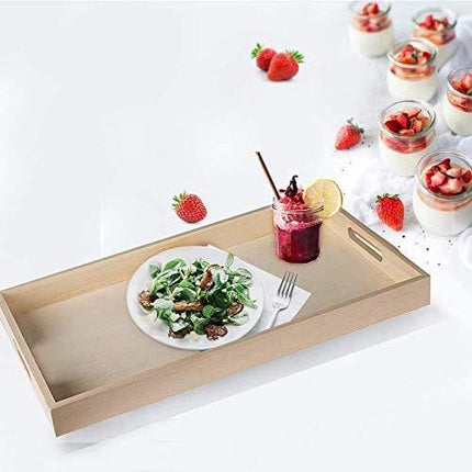 Hammont Wooden Nested Serving Trays - 10 Sets - Five Piece Set of Rectangular Shape Wood Trays for Crafts with Cut Out Handles | Kitchen Nesting Trays for Serving | (Total 50 Pieces)