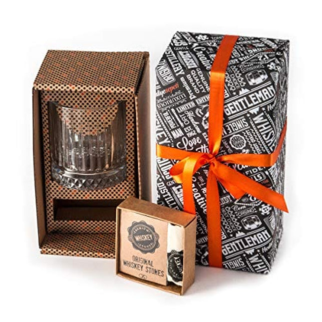 Hediyesepeti Whiskey Glass and Stones Set - Old Fashioned Bourbon Whisky Glass Gift Set with 12 Pieces Whiskey Stones Gift Box for Men Dad Husband Birthdays and Groomsmen