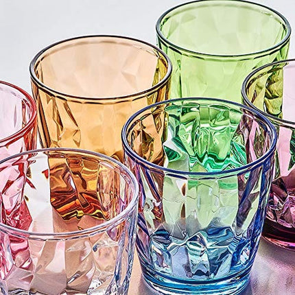 Hedume Set of 6 Unbreakable Premium Drinking Glasses, 6 Colors 13.5 Oz Stackable Tritan Tumbler Cups, BPA Free, Dishwasher Safe