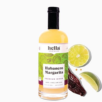 Hella Cocktail Co. Habanero Margarita Premium Cocktail Mixers, 750ml (3 Bottle Set) - Made with All Natural Ingredients, Real Lime Juice and Habanero Pepper