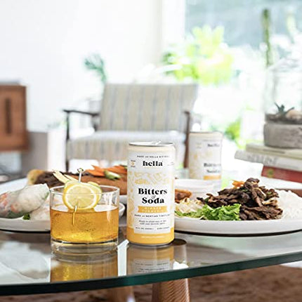Hella Cocktail Co. Variety Pack Bitters & Soda - 12oz Cans (Case of 12) - Ready to Drink or Use as Cocktail Mixer - Non-Alcoholic, Non-GMO, All Natural Ingredients, Made with Gentian Tincture
