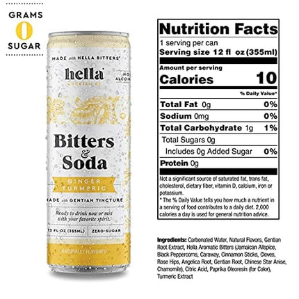 Hella Cocktail Co. Variety Pack Bitters & Soda - 12oz Cans (Case of 12) - Ready to Drink or Use as Cocktail Mixer - Non-Alcoholic, Non-GMO, All Natural Ingredients, Made with Gentian Tincture