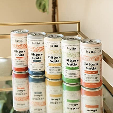 Hella Cocktail Co. Variety Pack Bitters & Soda - 12oz Cans (Case of 12) - Ready to Drink or Use as Cocktail Mixer - Non-Alcoholic, Non-GMO, All Natural Ingredients, Made with Gentian Tincture