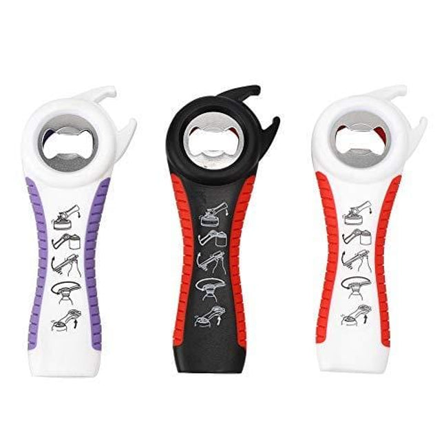 3Pcs 5‑In‑1 Cans Bottle Opener Non Slip Manual Jar Lids Opener Tools for Opening Beer Jam Household Kitchen Utensils