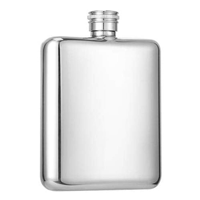 HIDORAN 6oz Shiny Hip Flask Stainless Steel Pocket Container for Drinking Thickening Hip Flasks with Funnel Curved Pocket Flask for Liquor Leak-Proof Mirror-Like Finish Silver