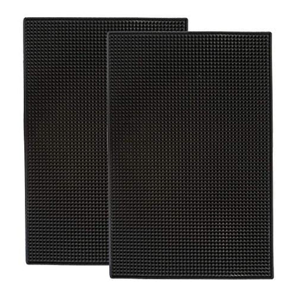 Highball & Chaser Bar Mat 18 x 12, Thick Durable and Stylish Bar Mat for Spills. Non Slip, Non-Toxic, Service Mat For Coffee, Bars, Restaurants and Counter Top (2 Pack, Black)