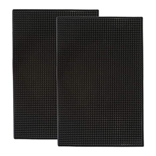 Highball & Chaser Bar Mat 18 x 12, Thick Durable and Stylish Bar Mat for Spills. Non Slip, Non-Toxic, Service Mat For Coffee, Bars, Restaurants and Counter Top (2 Pack, Black)
