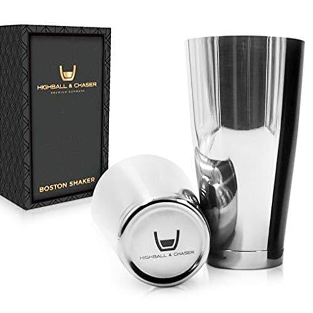 Highball & Chaser Cocktail Shaker 28oz and 20oz Boston Shaker Tins Quality Rustproof 304 Stainless Steel Cocktail Shaker Set Sharp Mirror Finish.