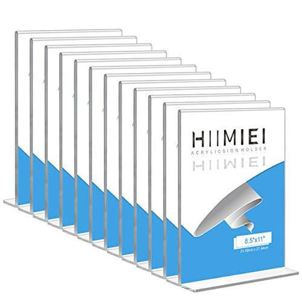 HIIMIEI 12 Pack 8.5x11 Acrylic Sign Holder Table Menu Display Stand, Clear Plastic Double Sided Ads Picture Frames Holder