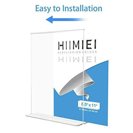 HIIMIEI 12 Pack 8.5x11 Acrylic Sign Holder Table Menu Display Stand, Clear Plastic Double Sided Ads Picture Frames Holder