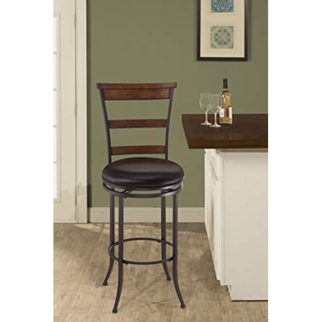 Hillsdale Furniture Cameron Swivel Ladder Back Bar Stool, Chestnut Brown