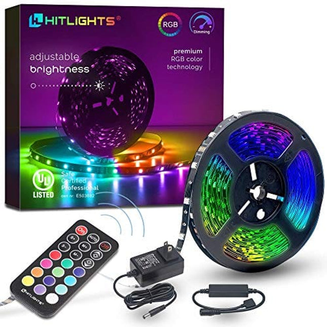 32.8ft Smart LED Strip Lights, HitLights Music Sync Color Changing LED Lights Strip for TV Room Tiktok Party Work with Alexa Google Home(Remote, Voice Activated and APP Control)