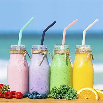 Hiware Silicone Straws with Case - Reusable Long Drinking Straws for 30 oz and 20 oz Tumblers, 2 Cleaning Brushes Included