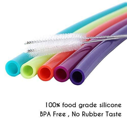 Hiware 12 Inch Extra Long Silicone Straws for Big Tumblers - 40 oz Hydro Flask/Half Gallon Water Bottle Jug/30 oz YETI/RICT/OZARK TRAIL - Flexible Straws for Extra Tall Cups and Giant Mugs - 7 Pieces