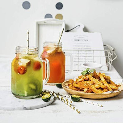 Hiware 200-Pack Pink/Gold Party Paper Straws - 8 Different Patterns Pink Straws/Gold Straws for Party, Birthday, Wedding, Bridal Shower, Baby Shower Supplies and Decorations