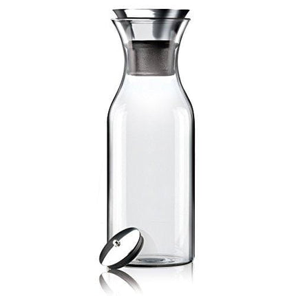 Hiware 35 Oz Glass Carafe with Stainless Steel Silicone Flip-top Lid - Glass Water Pitcher Fridge Ice Tea Maker