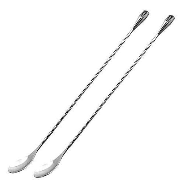Hiware 12-Inch Bar Spoon, Set of 2, Stainless Steel Mixing Spoons, Spiral Pattern Bar Cocktail Shaker Spoon
